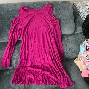 Purple open shoulder dress